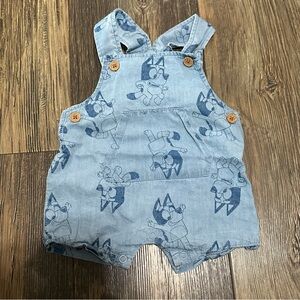 BLUEY chambray blue overalls newborn bay boy or girl NB one piece outfit